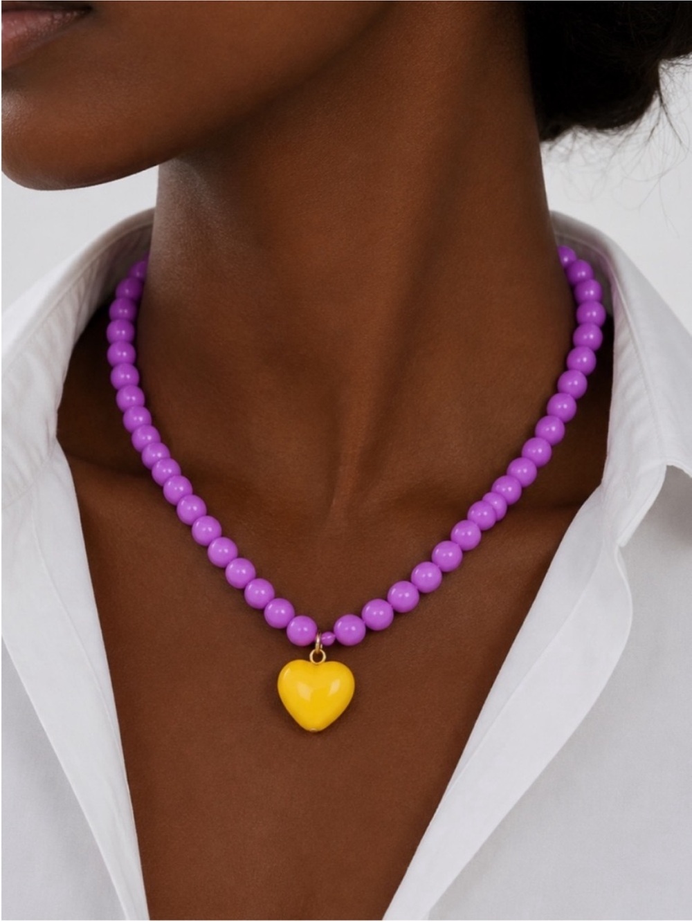 New! Preppy Colorful Purple Beaded Heart Dopamine Necklace NWOT 5061